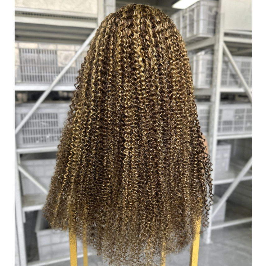 24inch Ombre Highlighted 5x5 HD Lace Closure Wig Kinky Curly Hair Wigs